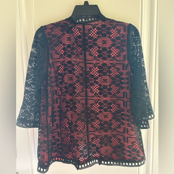 Lindi Black/Coral Lace Cardigan in Size Medium - Picture 2 of 2
